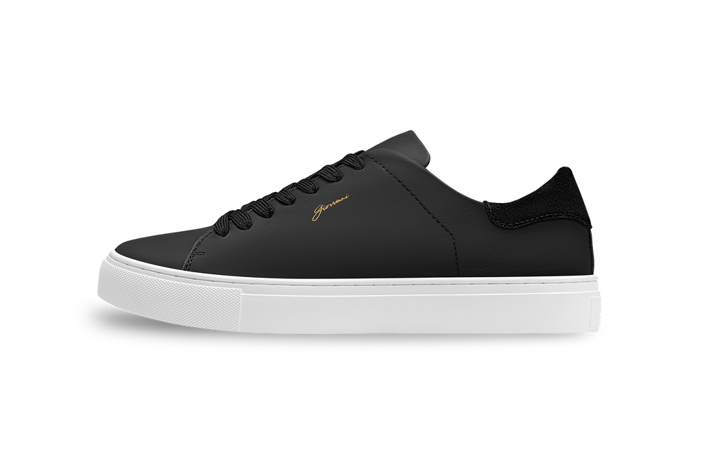 The Lorenzo Black Leather Sneakers Handcrafted GIOVVANI